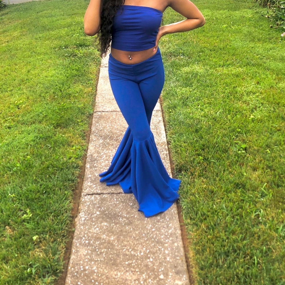 crop top & fit and flare pants set